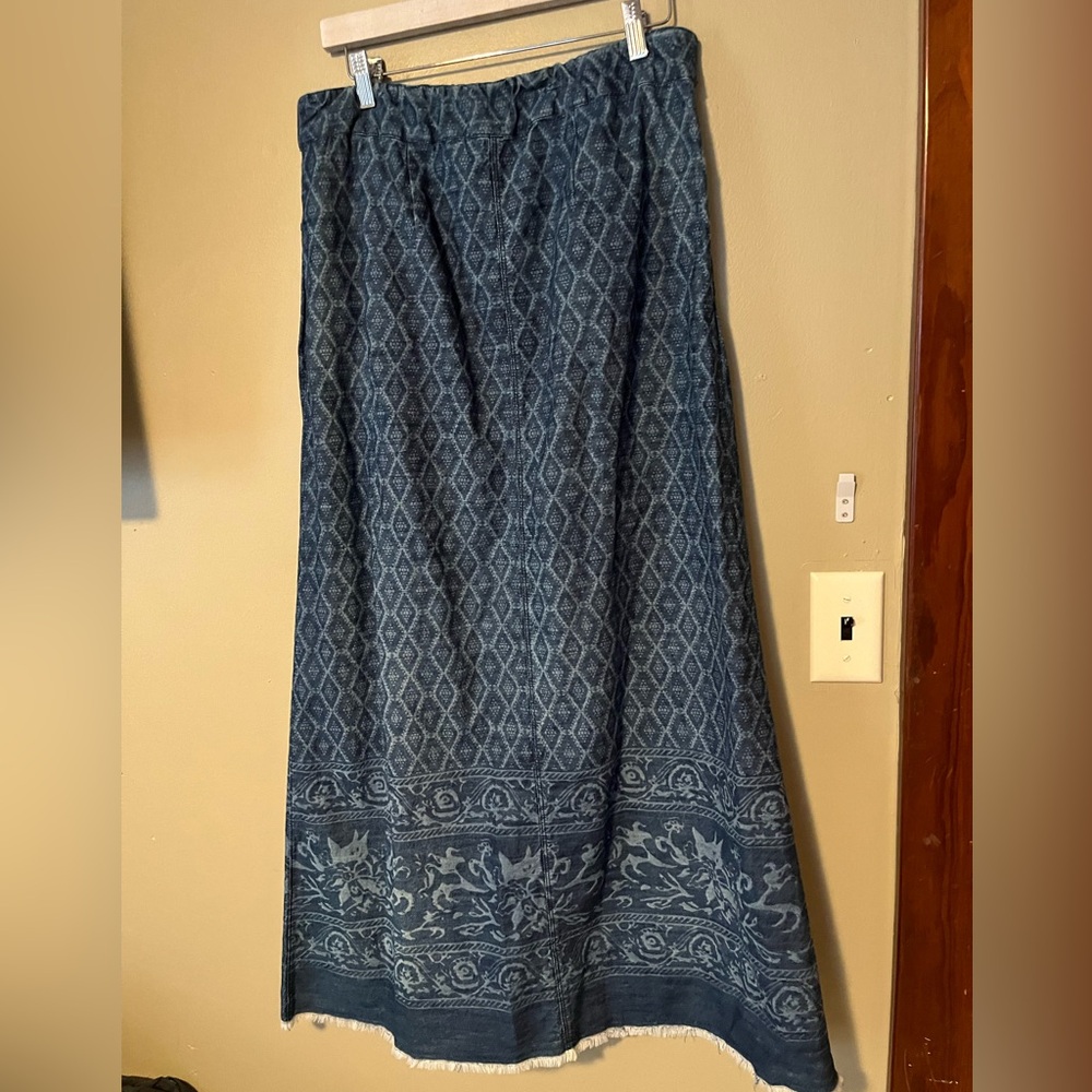 Soft Surroundings Button Down Raw Hem Denim Midi … - image 4